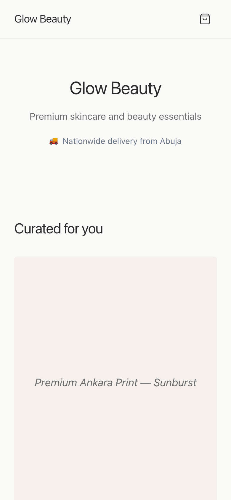 Glow storefront preview on mobile