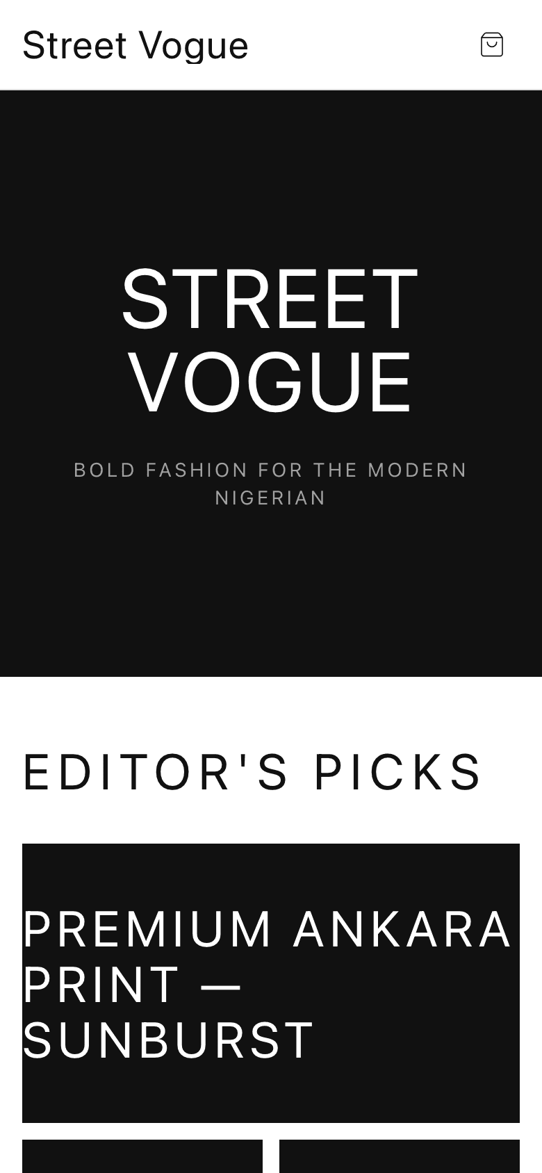 Vogue storefront preview on mobile
